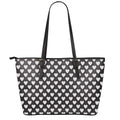 Black And White Heart Pattern Print Leather Tote Bag With Zipper