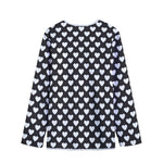 Black And White Heart Pattern Print Long Sleeve Short Coat