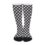Black And White Heart Pattern Print Long Socks