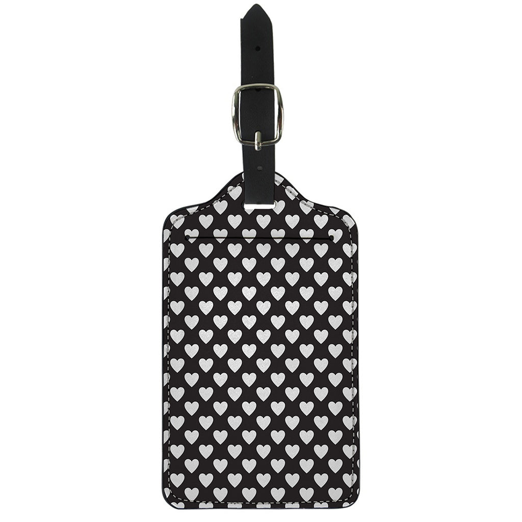 Black And White Heart Pattern Print Luggage Tag