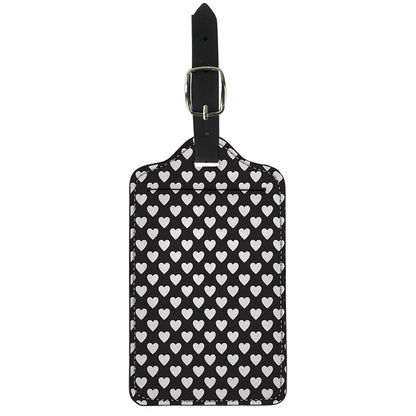 Black And White Heart Pattern Print Luggage Tag