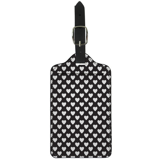 Black And White Heart Pattern Print Luggage Tag