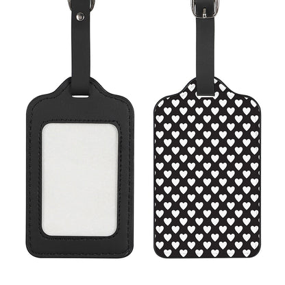 Black And White Heart Pattern Print Luggage Tag