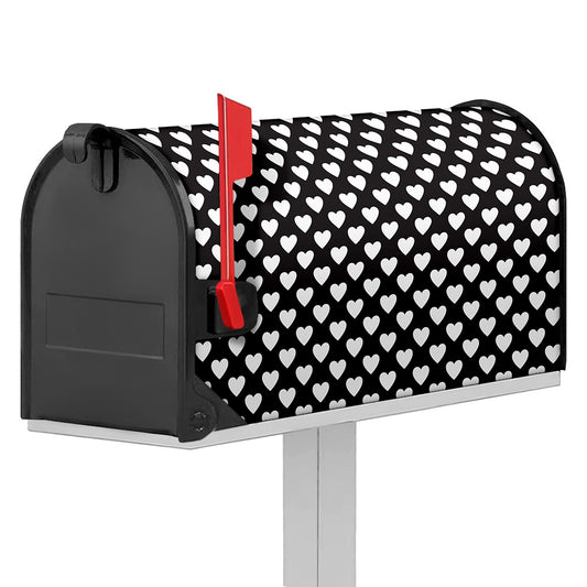 Black And White Heart Pattern Print Mailbox Cover