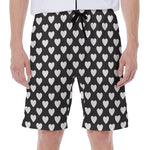 Black And White Heart Pattern Print Men's Beach Shorts
