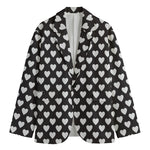 Black And White Heart Pattern Print Men's Blazer