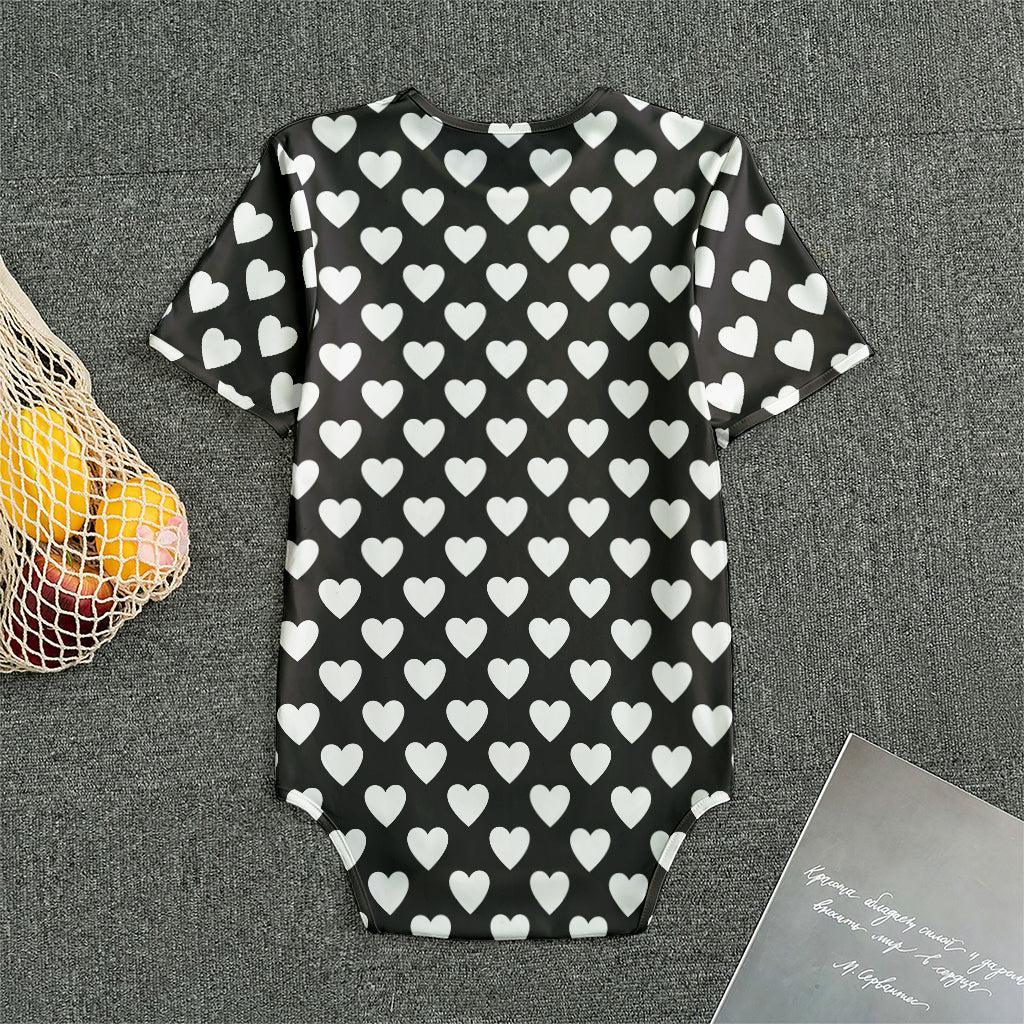 Black And White Heart Pattern Print Men's Bodysuit