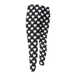 Black And White Heart Pattern Print Men's Compression Pants