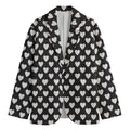 Black And White Heart Pattern Print Men's Cotton Blazer