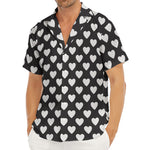 Black And White Heart Pattern Print Men's Deep V-Neck Shirt