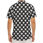 Black And White Heart Pattern Print Men's Deep V-Neck Shirt