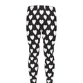 Black And White Heart Pattern Print Men's Leggings