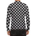 Black And White Heart Pattern Print Men's Long Sleeve Rash Guard