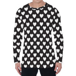 Black And White Heart Pattern Print Men's Long Sleeve T-Shirt