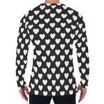 Black And White Heart Pattern Print Men's Long Sleeve T-Shirt