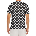 Black And White Heart Pattern Print Men's Short Sleeve Rash Guard