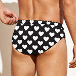 Black And White Heart Pattern Print Men's Swim Briefs