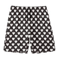 Black And White Heart Pattern Print Men's Swim Trunks