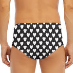 Black And White Heart Pattern Print Men's Triangle Swim Briefs