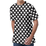 Black And White Heart Pattern Print Men's Velvet T-Shirt