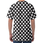 Black And White Heart Pattern Print Men's Velvet T-Shirt