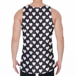 Black And White Heart Pattern Print Men's Velvet Tank Top