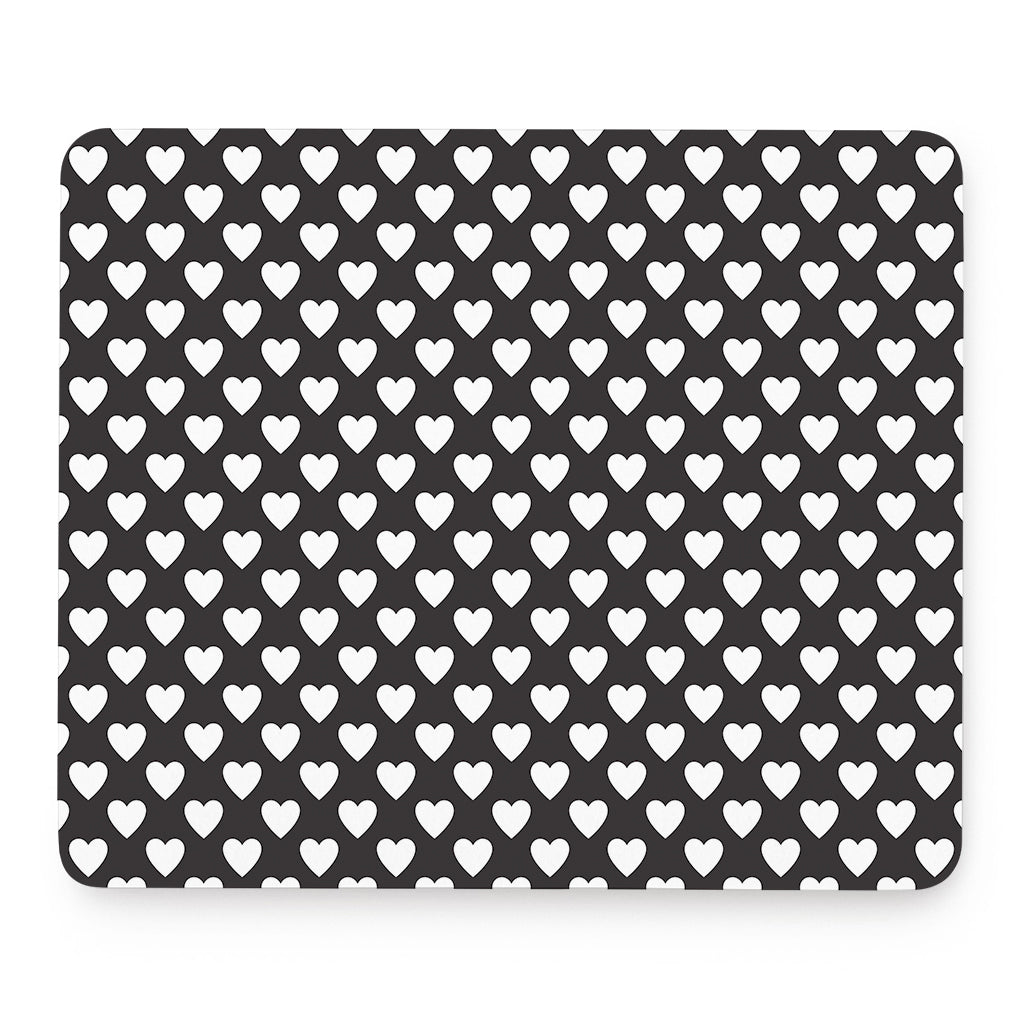 Black And White Heart Pattern Print Mouse Pad
