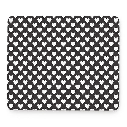 Black And White Heart Pattern Print Mouse Pad