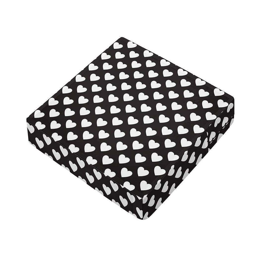 Black And White Heart Pattern Print Outdoor Seat Cushion Cover