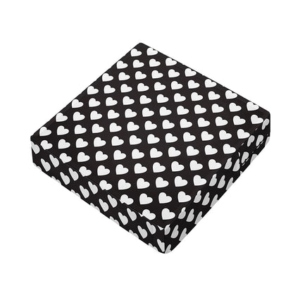 Black And White Heart Pattern Print Outdoor Seat Cushion Cover
