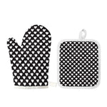 Black And White Heart Pattern Print Oven Mitt And Pot Holder Set