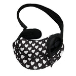 Black And White Heart Pattern Print Pet Sling Carrier