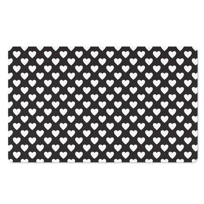 Black And White Heart Pattern Print Polyester Doormat