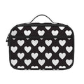 Black And White Heart Pattern Print Portable Lunch Bag