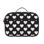 Black And White Heart Pattern Print Portable Lunch Bag