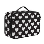 Black And White Heart Pattern Print Portable Lunch Bag