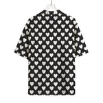 Black And White Heart Pattern Print Rayon Hawaiian Shirt