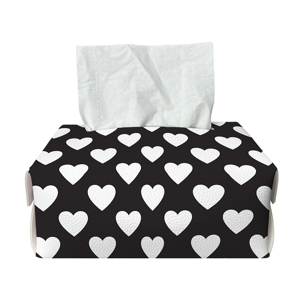 Black And White Heart Pattern Print Rectangle Tissue Box Cover