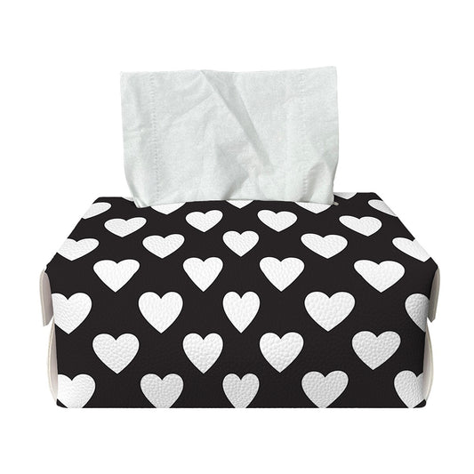 Black And White Heart Pattern Print Rectangle Tissue Box Cover