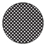 Black And White Heart Pattern Print Round Floor Mat