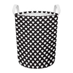 Black And White Heart Pattern Print Round Laundry Basket