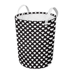Black And White Heart Pattern Print Round Laundry Basket