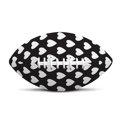 Black And White Heart Pattern Print Rugby Ball