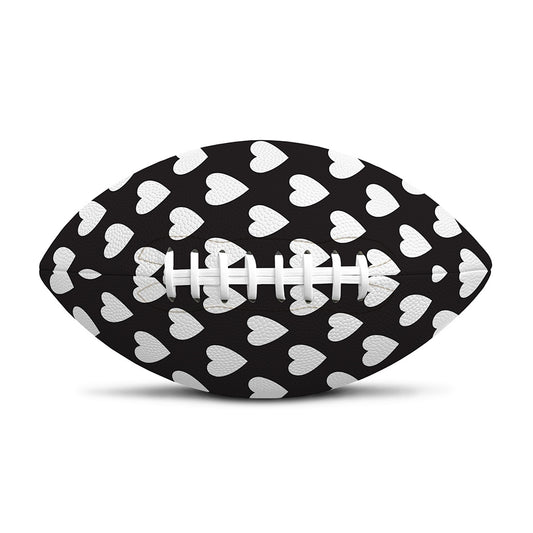 Black And White Heart Pattern Print Rugby Ball