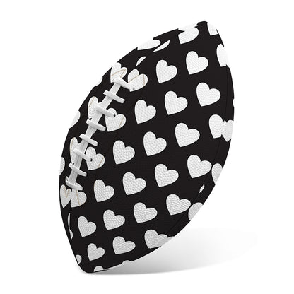 Black And White Heart Pattern Print Rugby Ball