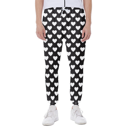 Black And White Heart Pattern Print Scuba Joggers