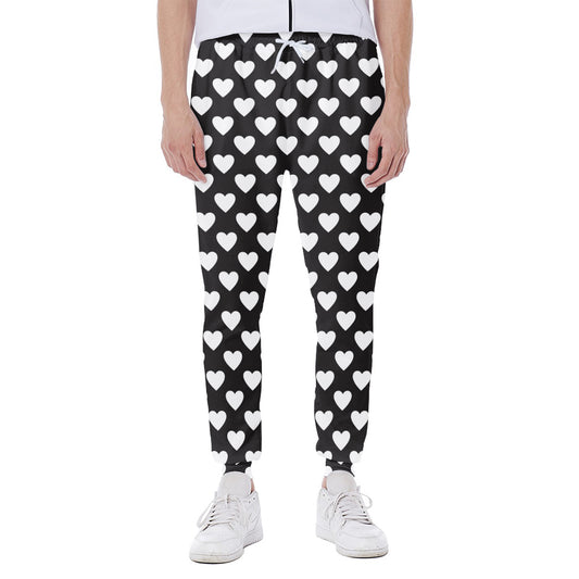 Black And White Heart Pattern Print Scuba Joggers