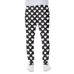 Black And White Heart Pattern Print Scuba Joggers