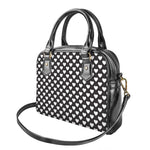 Black And White Heart Pattern Print Shoulder Handbag