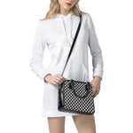 Black And White Heart Pattern Print Shoulder Handbag